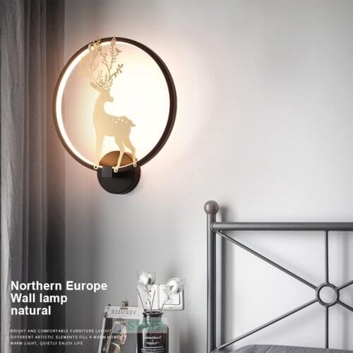 Creative deer wall light Nordic living room wall decoration lamp round led room bedroom bedside wall lamp Acrylic Stair Light