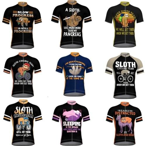 2021 Multi Styles Sloth Cycling Jersey Men Summer Short Sleeve Bike Top Clothes Road Wear