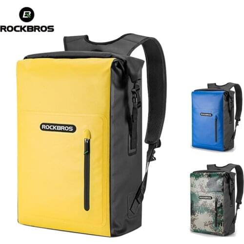 ROCKBROS Waterproof Backpack Sport Bag 25L Beach Bag Swimming PVC Travel Bag Sandproof Roll Top Dirtproof Dry Bag Bicycle Bag