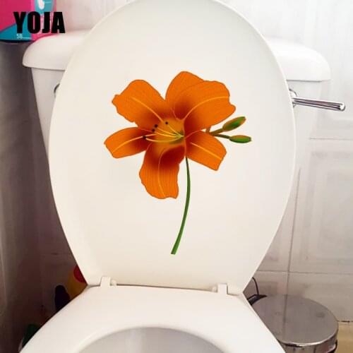 YOJA 18.5*22.9CM Orange Hand Drawn Lily Bedroom Wall Sticker Decal Home Bathroom Toilet Decor T1-0548