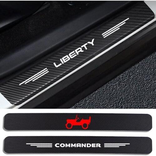 For Jeep Commander Compass Gladiator Cherokee Liberty Patriot 4pc Car Styling Carbon Fiber Car Door Sill Protector Sticker Decal