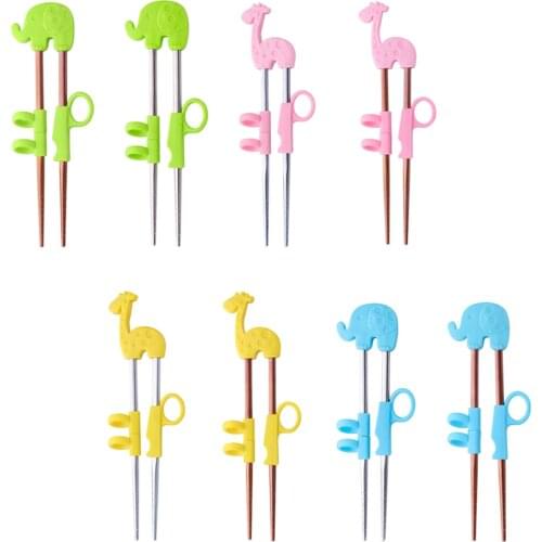 1Pair Stainless Steel Chopsticks For Kids Cartoon Learning Chop Sticks Reusable Training Chopsticks Cute Children Tableware Set