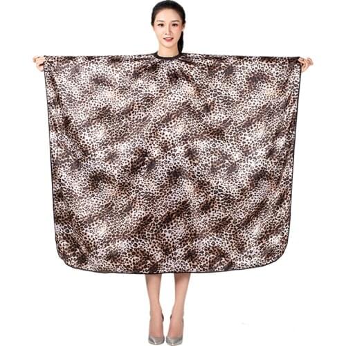 1pcs Professional Hairdressing Apron Hair Cutting Satin Leopard Printing Cape Barber Styling Salon Camps Hairdresser Wrap Cloth