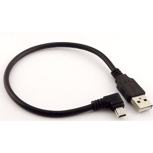 10pcs High Speed USB A Male to Mini 5 Pin Male Left Angled Data Charger Adapter Cable
