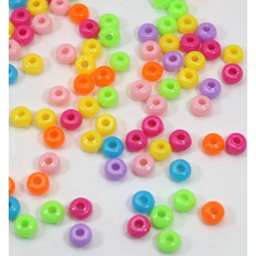 1000 Mixed Opaque Color Acrylic Tiny Barrel Beads 5X3mm Spacer Kids Kandi Crafts