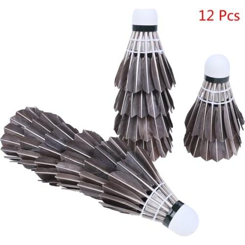 12 Pcs/Set Training Goose Feather Shuttlecocks Durable Badminton Black Balls