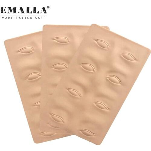 EMALLA 3/6/10PCS Tattoo Practice Skin Silicone Eyebrow Eyeline Microblading Permanent Makeup Practice Skins Tattoo Accessories
