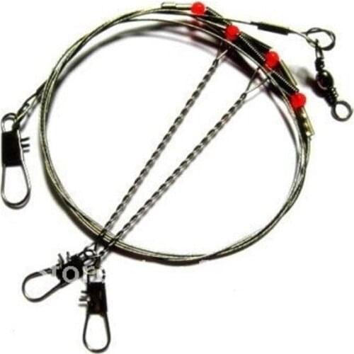 5/10/20Pcs 75mm Stainless Steel Fishing Wire Leader Arms with 2 drop arms Snap Spinner Fishing Tackle Lure Trace Steel Wire