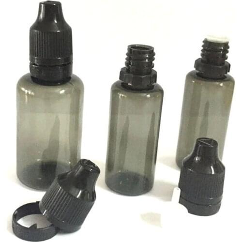 50PCS 15ml PET Black childproof temper evident cap Empty Plastic Squeezable Dropper Bottles Eye Liquid Dropper Bottles P008C