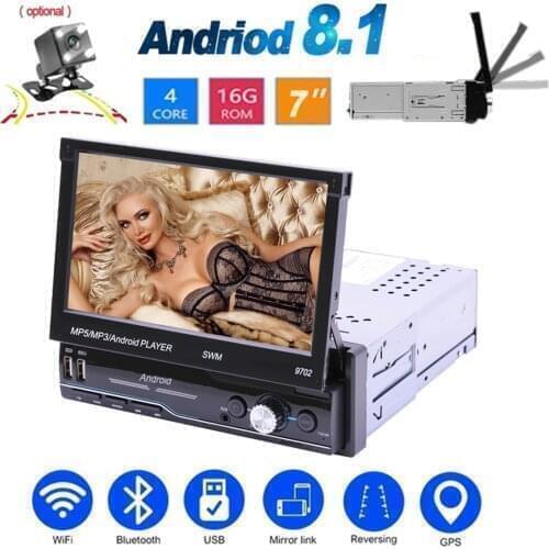 Android 10.1 Car Radio 1 Din Multimedia MP5 Player Stereo HD 7 Inch Touch Screen GPS Wifi Bluetooth SD USB FM Rear View Camera