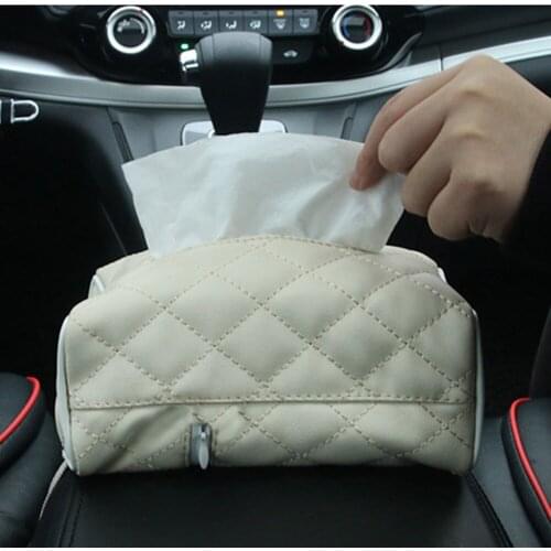 Auto Car Vehicle Faux Leather Zipper Tissue Box Napkin Storage Paper Holder