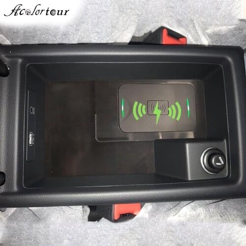 Car storage box wireless charger for audi A4 A5 2016 to 2018 fast charging organizer phone holder for Sumsung S20 charge case