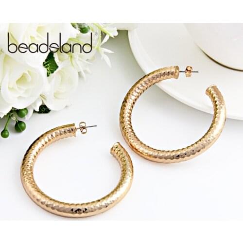 Beadsland Hoop Earrings Copper Plated With Bright Gold Argyle Fashion Bohemia Woman Girl Party Festival Gift 40339