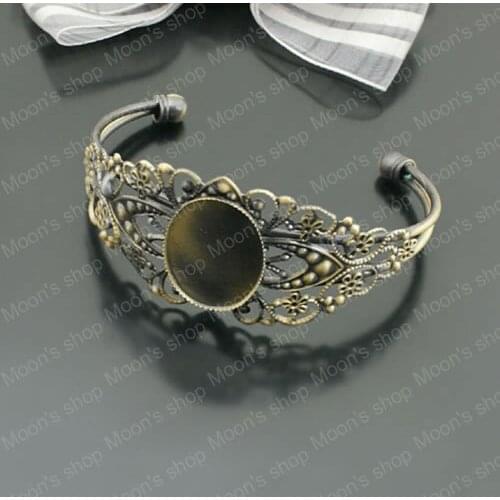 Wholesale 60mm Antique Bronze Brushed Copper Bangles with 25*18mm Oval Setting Diy Bracelets Findings 1 Piece(JM3021)