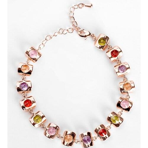 Fashion 925 Sterling Silver Jewelry 17CM Charms Ruby Amethyst Peridot Gemstone Bracelets for Women Fashion Bracelet Party Gift
