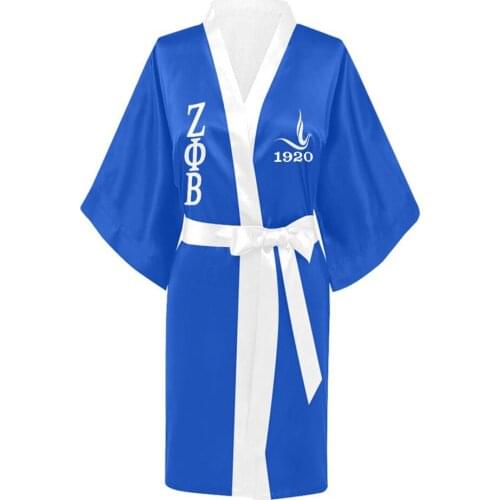 White And Blue Color Greek Letter 1920 Founding Year Zeta Phi Beta Robes Sorority Sisterhood Long Apparel For Anniversary Party
