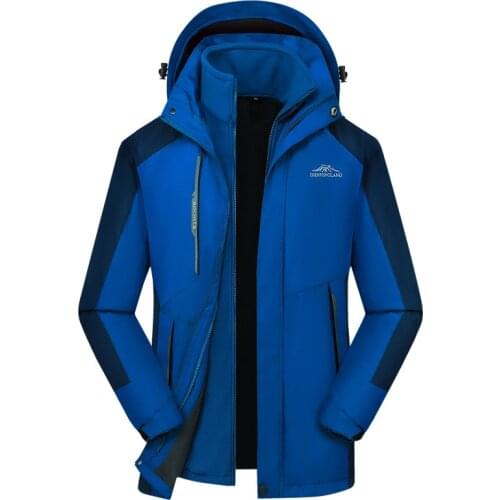 Outdoor Autumn And Winter Mens And Womens-Deconstructable Plus Velvet Thick COUPLES Three-in-One-Piece Waterproof Fleece Rain