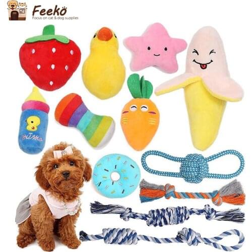 Feeko 12 Pcs Dog Toys Squeaky Plush Rope Chew Toys For Small Dog Supplies Dog Accessories Interactive Pet Toys