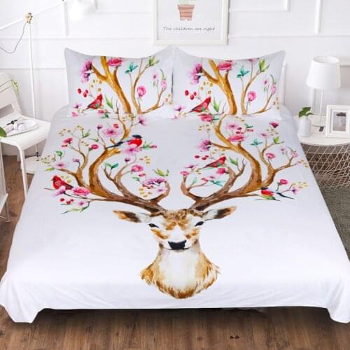 Deer 3D Digital Print Creative Bedding Set Halloween Gift King Queen Twin Double Size Duvet Cover No Sheet