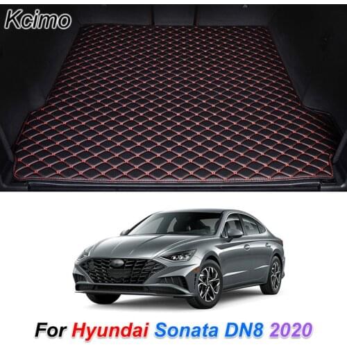 Leather Car Trunk Mat for Hyundai Sonata DN8 2020 Cargo Liner Trunk Floor Pad Carpet Car Accessories