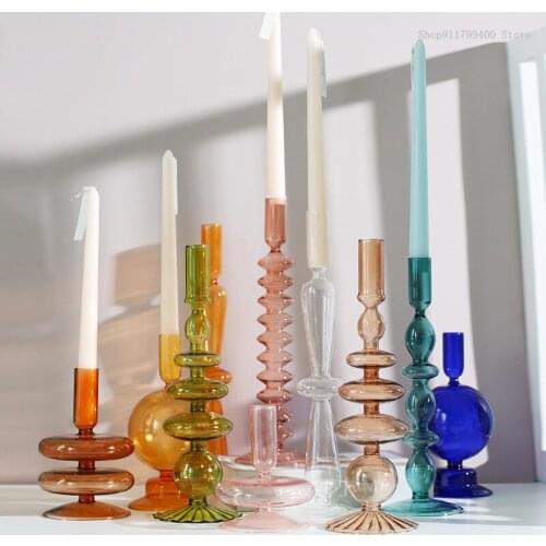 Creative simple glass candlestick vase handicraft net red art living room table decoration home decor