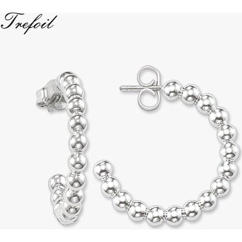 Creole Hinged Hoop Earrings Dots, Hot Fashion Jewelry Classic Round 925 Sterling Silver Gift For Women 2018 New Aros