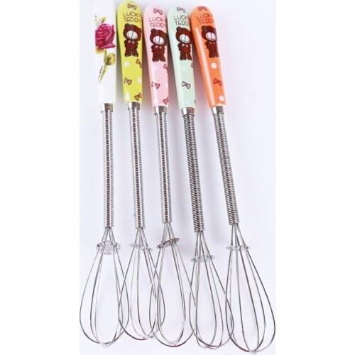 Kitchen Long Handle Egg Mixer Tools Small Manual Ceramic Cartoon Handle Egg Cake Baking Mixer Mini Handheld Egg Beater Tool
