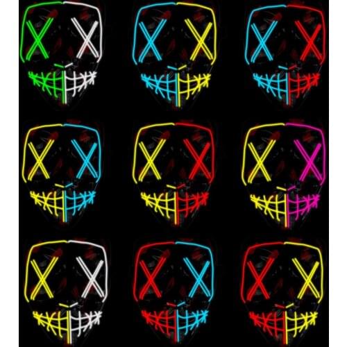 Halloween Mask Masque Light Up EL Neon Mask Luminous Led Mask Carnival Party Masquerade Masks Costume Cosplay Props Halloween