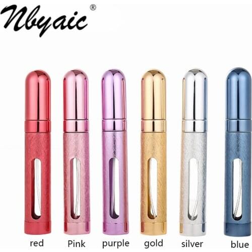 Nbyaic 100pcs Bullet hollow aluminum shell glass liner perfume sub-bottle, 12ml portable multi-color spray empty bottle