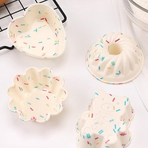 New Round Silica Gel Cake Cup Mould Pudding Jelly Muffin Cup Puff Mould Baking Cup DIY Color Random Wholesale Drop Shipping