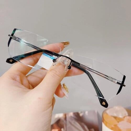 Presbyopic Men Bluelight Blocking Rimless Prescription Glasses Business Style Hyperopia Eyeglasses Progressive Spectacles Male