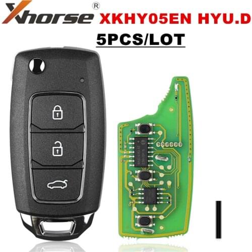 5PCS/LOT XHORSE XKHY05EN for Hyundai style Wired Universal Remote Key Fob 3 Button for VVDI Key Tool