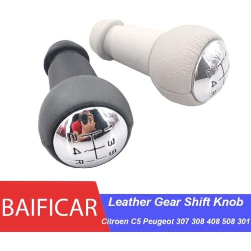 Baificar Brand New Genuine Leather Gear Shift Knob Manual Edition Ball Gear 2403P1 For Citroen C5 Peugeot 307 308 408 508 301