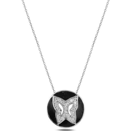 Silver 925 Sterling Butterfly Zircon Pendant