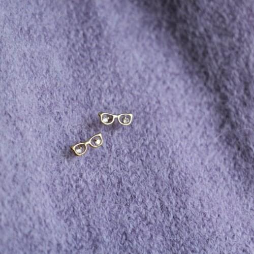 9K Solid Gold Crystal Eye Dainty Stud Earring Jewelry Simple Minimal Style bridal shower bridesmaid Victorian Vintage retro