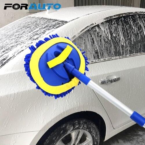 FORAUTO Cleaning Mop Car Wash Brush Telescoping Long Handle Chenille Broom Car Cleaning Brush Auto Accessories