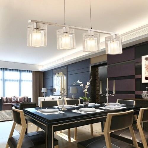 SGROW Modern Crystal Chandelier 3/4/5 Heads Glass Lampshade Hanging Lamp Lighting Fixtures for Bedroom Dinning Room Living Room