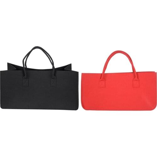 Felt Bag Black Fireplace Wooden Bag Felt Basket Fire Wood Pocket Firewood Basket Basket Felt & Red