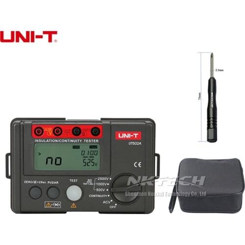 UNI-T UT502A 2500V Megger Insulation Earth Ground Resistance Tester Megohmmeter Voltmeter Diagnostic-Tools Continuity DAR Meters