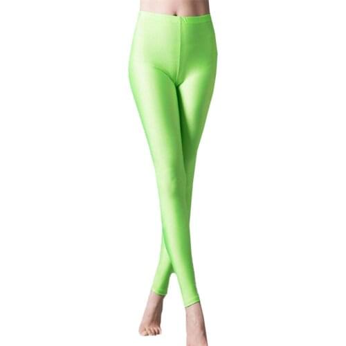 YGYEEG New Spring Solid Candy Neon Leggings For Women High Stretched Female Pants Girl Clothing Polyester Ankle-Length Bottom