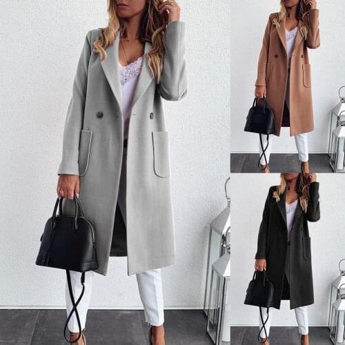 Women Long Coat Jacket New Women Casual Cardigan Women Autumn Winter Lapel Collar Buttons Pockets Long Coat Warm Jacket Overcoat