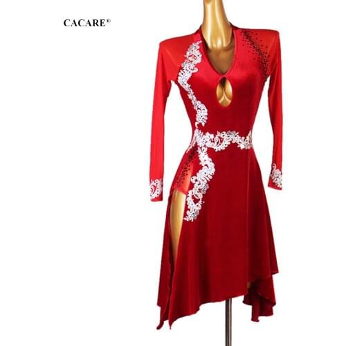 CACARE Sexy Latin Dance Dress Women Latina Salsa Latin Dance Competition Dresses Fringe CHEAP Customize D0887 Mesh Sleeve Back