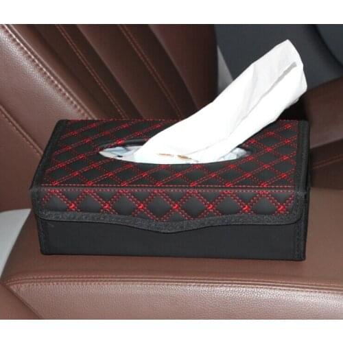 1PC New Folding PU Leather Lattice Pattern Household Tissue Box Holder for Home Office and Car C 0005
