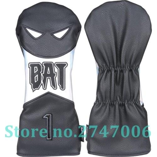 1pc Black PU with BAT & 1 Embroidery Golf Club Driver Head Cover Golf Driver Wood Cover