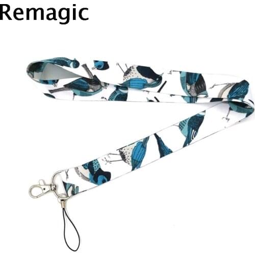 100pcs Blue bird Neck Strap Lanyard keychain Mobile Phone Strap Badge Holder Rope Key Chain Keyrings cosplay Accessories Gifts