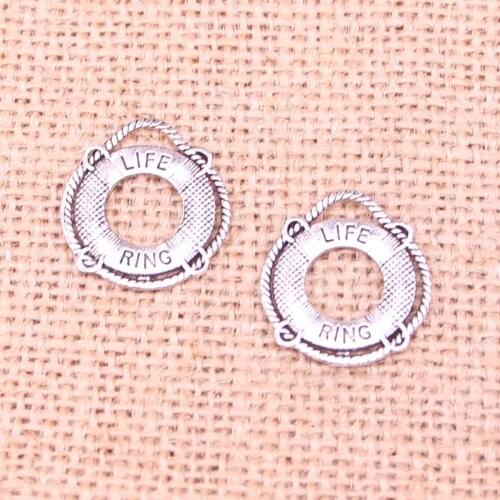 18pcs Tibetan Silver Plated life ring lifebuoy Charms Pendants for Jewelry Making DIY Handmade Craft 23*22mm