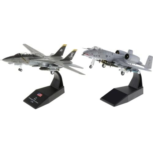 2x 1/100 F-14 Airplane and A-10 Attack Fighter Metal Army Model Decor