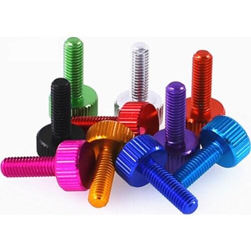M6x8mm Thumb Knurled Screw Adjustment Hand Twist Bolts Multicolor Screws Aluminum alloy 3PCS