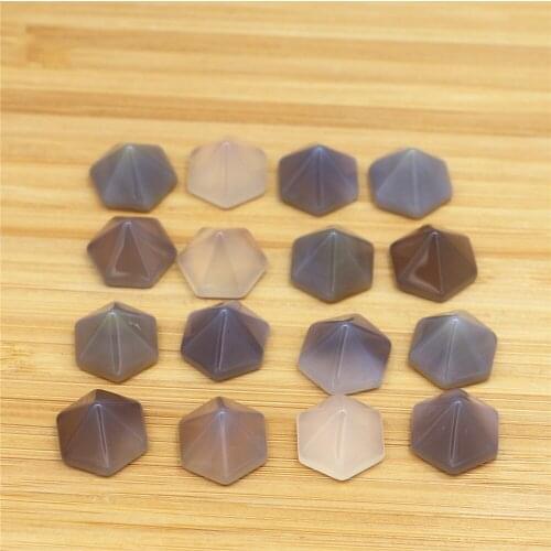 30PCS 14mm*10mm Natural Stone Beads Gray Onyx Square Pyramid Cab Cabochonss Jewelry Making Accessorie No Hole