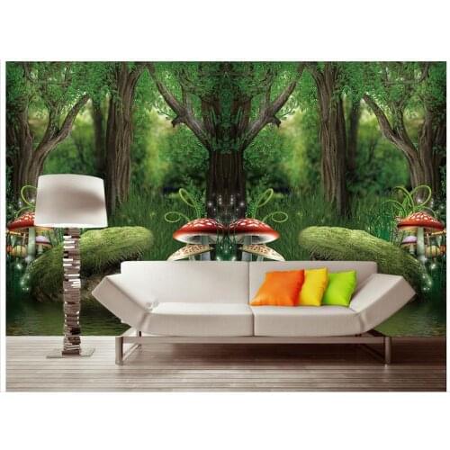 Custom 3d wallpaper 3d wall murals wallpaper Cartoon mushroom forest setting wall painting murals 3d living room photo wallpaper